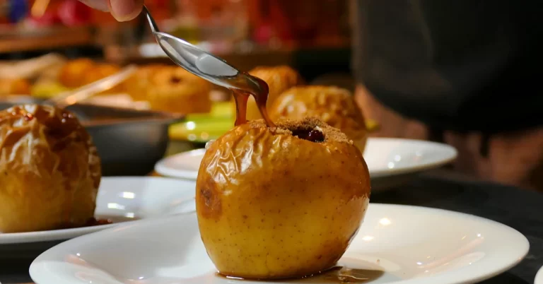 Savor the Elegance of Wine-Infused Baked Apples, a Delightful Dessert With a Hint of Vanilla Sweetness. Simply Irresistible Indulgence.