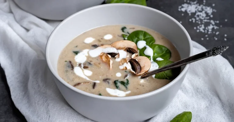 Hearty and Creamy Mushroom Soup With Potatoes and Sour Cream, a Comforting Bowl of Warmth for Your Culinary Delight.
