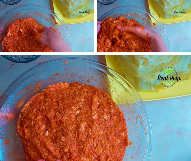 Process Shots Showing How to Make Romanian Cabbage Rolls