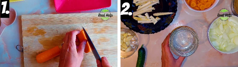 Process Shots Showing How to Make Dill Pickles.