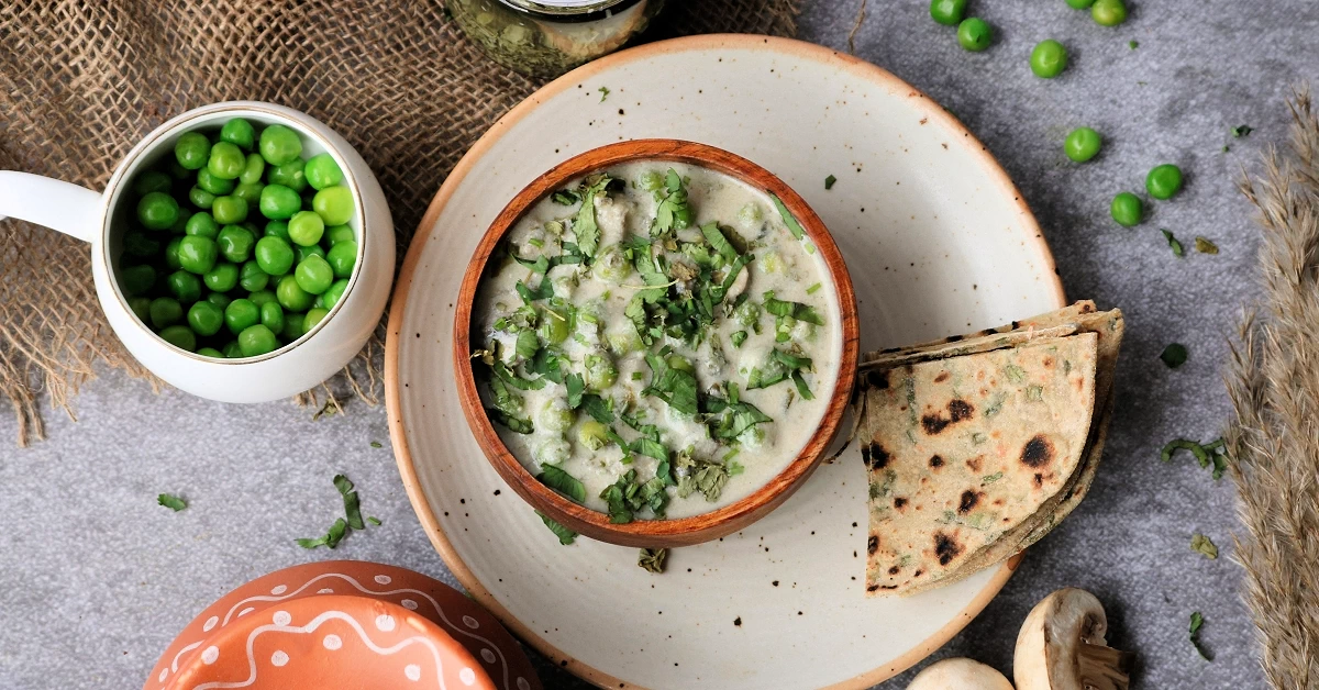 Delicious Gluten-Free Cream of Mushroom and Peas with a Touch of Gorgonzola. Perfectly Comforting and Flavorful.