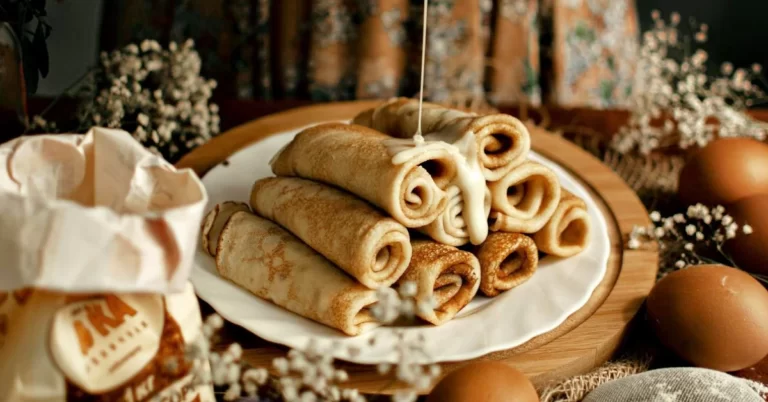 Delectable Homemade Crepes, Golden and Versatile, Ready to Be Adorned With Your Favorite Toppings. A Culinary Delight in Every Bite.